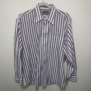Vintage Cordova Men’s Dress Shirt Size 16.5 Purple/White Stripe